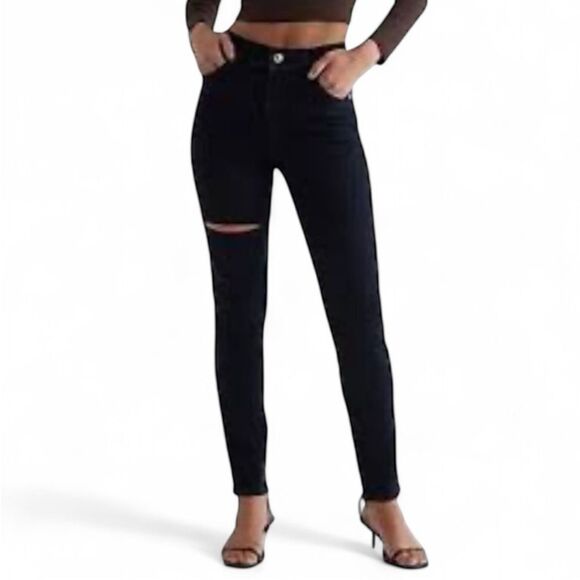 EXPRESS NWT 90s Skinny High Rise dark wash jeans size 12S - Picture 1 of 9